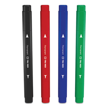 TRU RED™ Permanent Marker, Pen-style Twin-tip, Extra-fine-fine Bullet-needle Tips, Assorted Colors, 4-pack freeshipping - TVN Wholesale